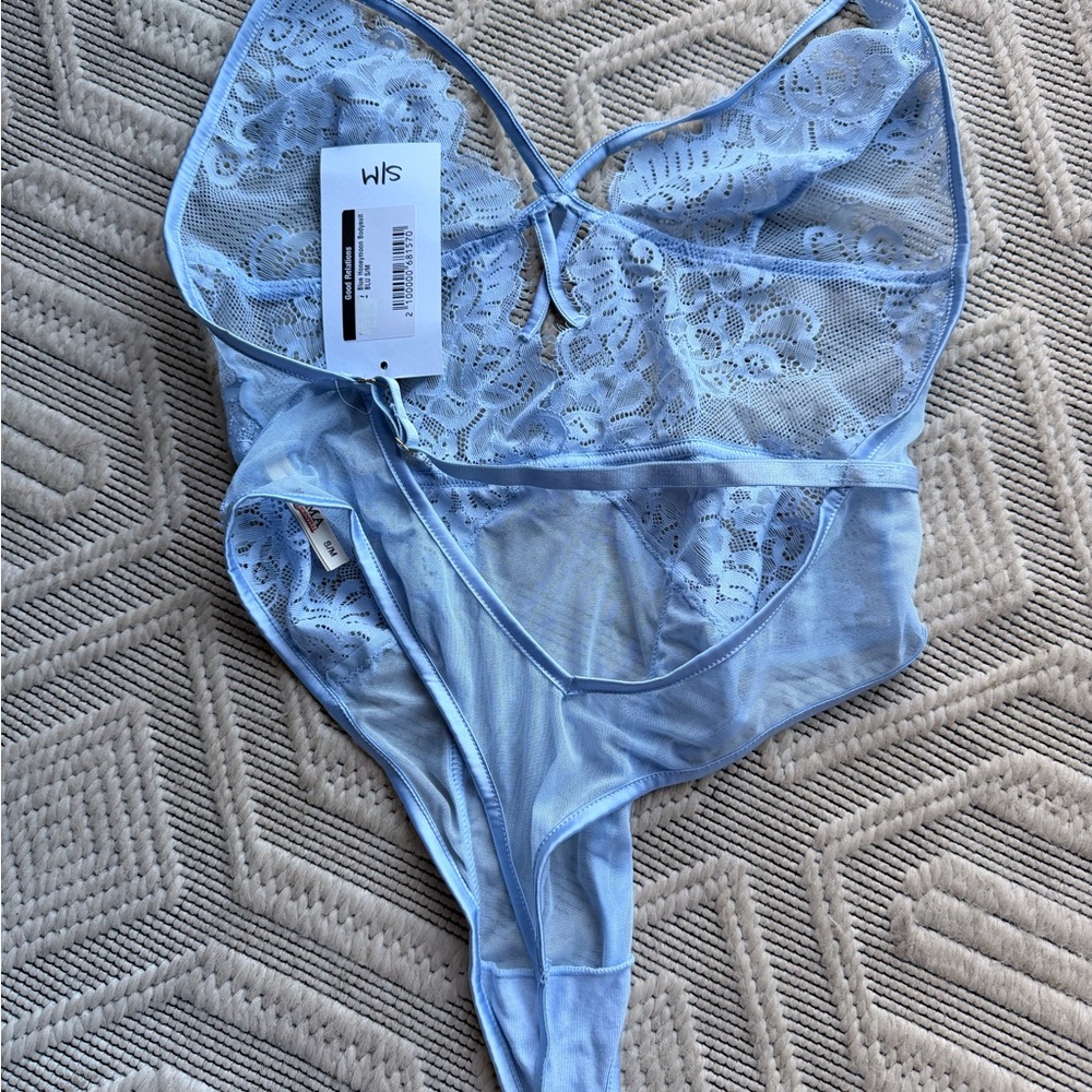 NWT Roma Confidential Lace Halter Bodysuit – Light Blue – Size S/M - Picture 3 of 5